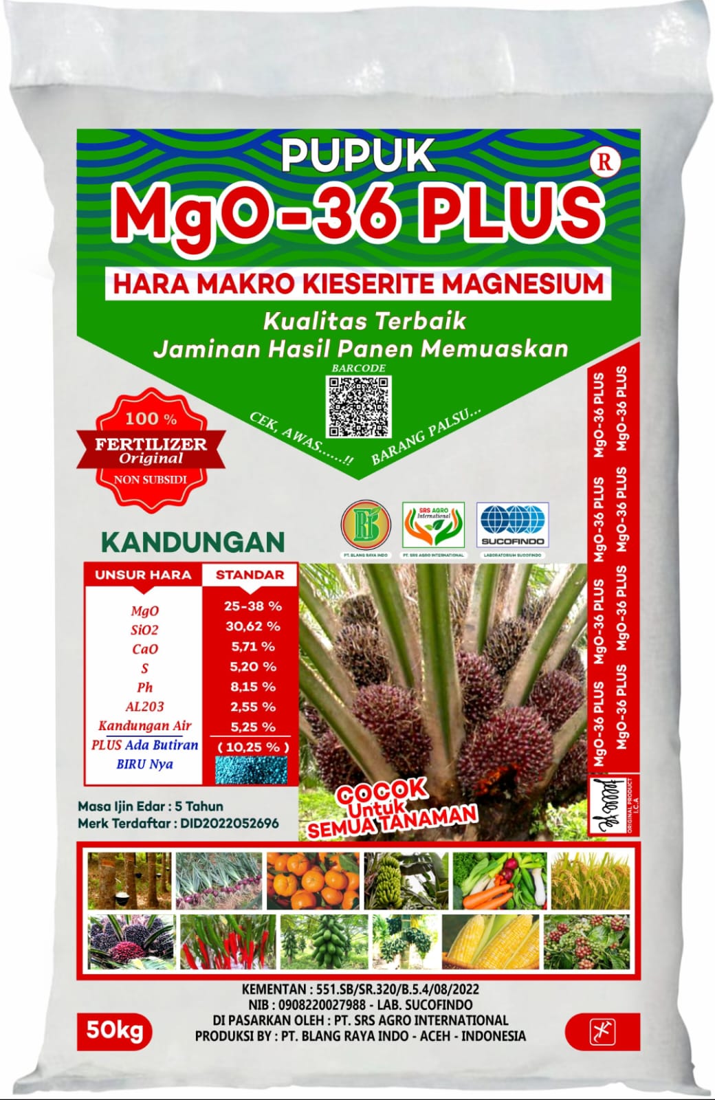 Kemasan pupuk MgO-36 Plus 50 kilogram